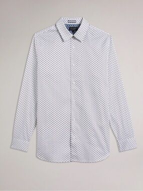 Ted Baker “WILLUW” Geometric Dress Shirt – Size XXL | Modern Tailored Fit |